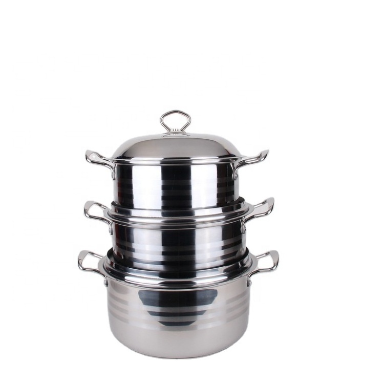 20/24/26CM Stainless Steel Food Pots Sets Container African Large 3Pcs Casserol Cookware Pot Set