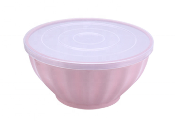 round 4pcs  plastic salad bowl sets food fruit bowl with lid