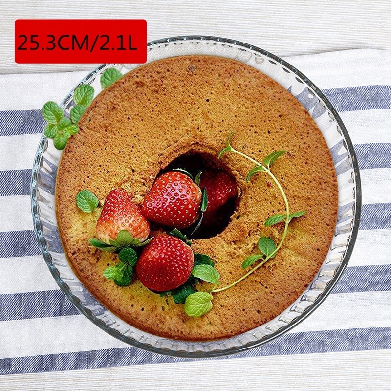 2.1L Wholesale Microwave Round Heat Resistant Base Glass Baking Food Fresh Bowl Dish Plate