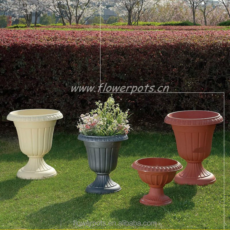 Yicai Factory Custom Printed Logo Urn Garden Planter Plastic Stone Planters Big Urns