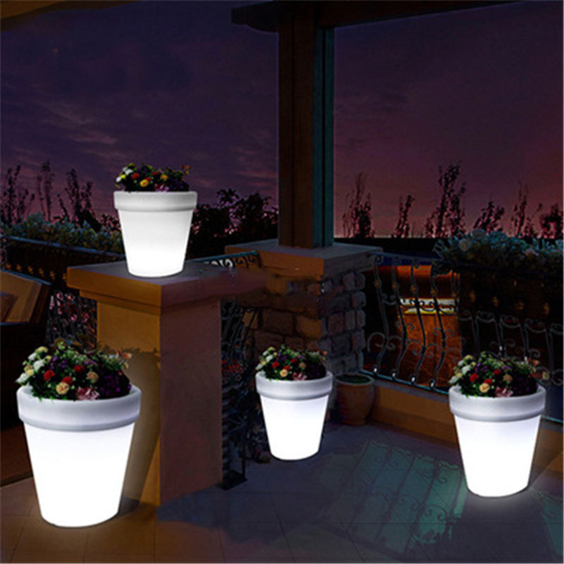 Solar Power LED Flowerpot Creative Outdoor Garden Landscape Lamp Lighting Flower Pot LED Luminous Flower Pot Yard Decor Lamp