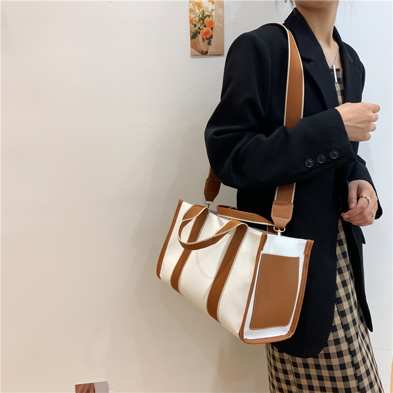 New Fashion Canvas Bag Korean Version INS High Capacity Handbag Women's Commuter One Shoulder Crossbody Tote Bag