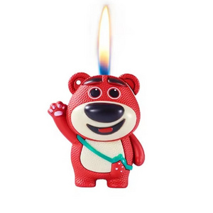 2024 Wholesale 3D Strawberry Bear Cartoon Lighter Refillable Gas Soft Flame Metal Lighter