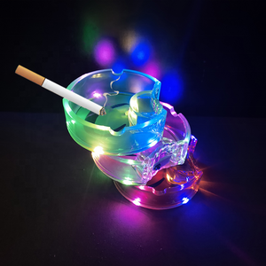 Funny Cool Plastic Electronic Ashtray C Shape Multicolor Car Acrylic Ashtray With Led Light