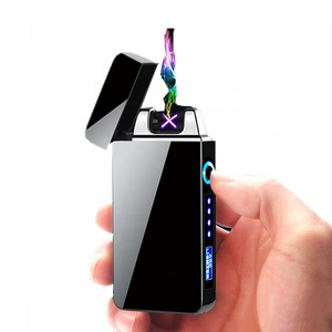 Factory Custom Windproof Dual Arc USB Lighter Rechargeable Flameless LED Power Plasma Cigarette Electric Lighter