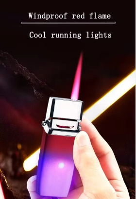 New designed gas colored light gas lighter easy to carry  windproof red flame cigars lighters