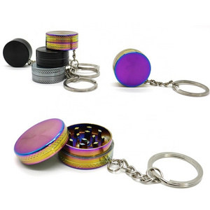 New Custom Logo Mini Size 30mm Portable Keychain Herb Grinder 2 Layers Zinc Alloy Spice Tobacco Grinder For Travel