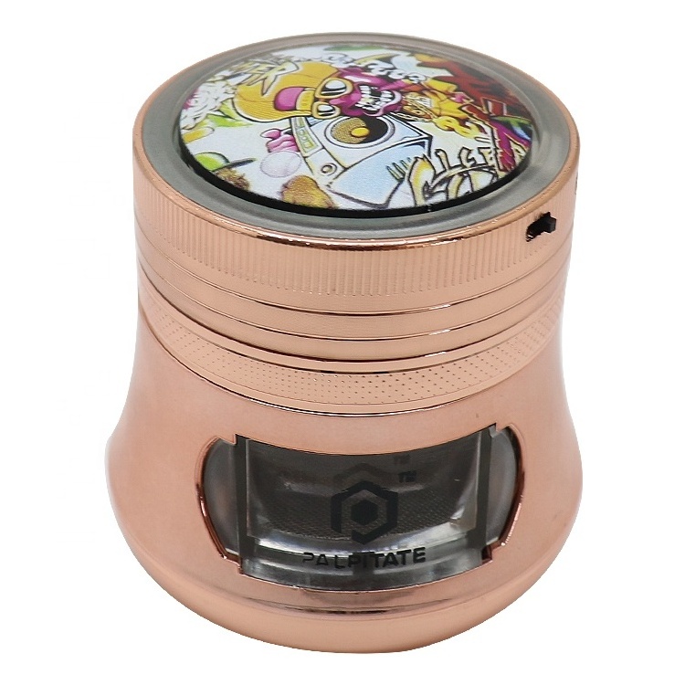 76mm Zinc Alloy 4 Parts Metal Herb Crusher Rechargeable Electric Led Light Tobacco Herb Grinder With Drawer Smoking Accessories