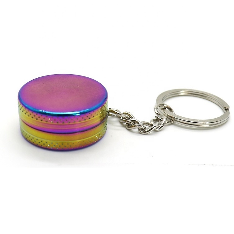 New Custom Logo Mini Size 30mm Portable Keychain Herb Grinder 2 Layers Zinc Alloy Spice Tobacco Grinder For Travel