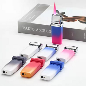 New designed gas colored light gas lighter easy to carry  windproof red flame cigars lighters