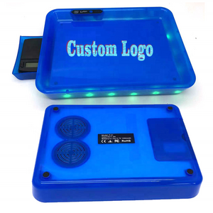 Yiwu New Design LED Speaker Light Up Rolling Tray With Scale Wholesale Glow Smoking Tray Custom Logo Tobacco Tray