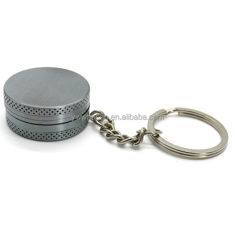 New Custom Logo Mini Size 30mm Portable Keychain Herb Grinder 2 Layers Zinc Alloy Spice Tobacco Grinder For Travel