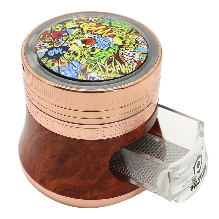 76mm Zinc Alloy 4 Parts Metal Herb Crusher Rechargeable Electric Led Light Tobacco Herb Grinder With Drawer Smoking Accessories