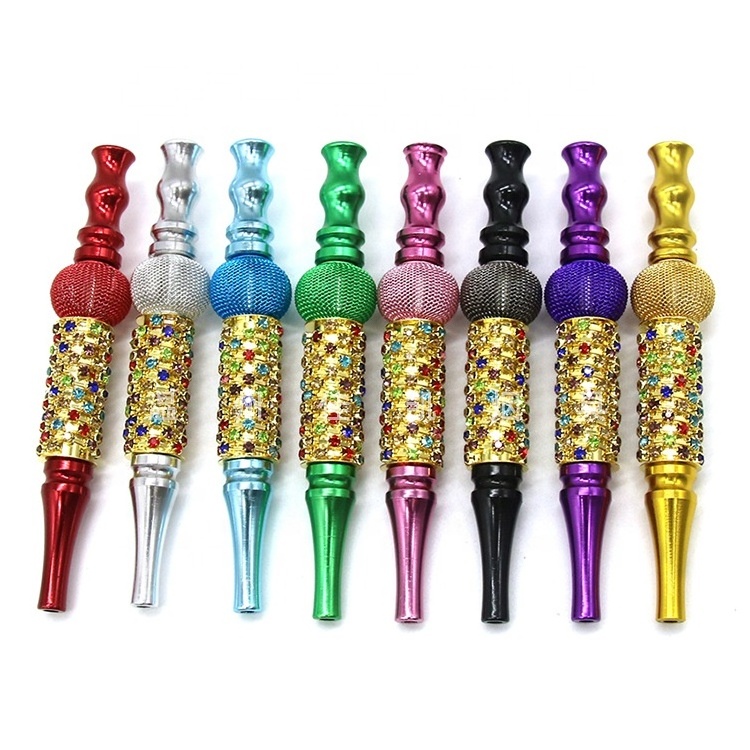 Luxury Diamond Beads Ladies Shisha Hookah Mouth Tips Animal Decoration Bling Metal Mouth Tips Smoking Accessories Custom