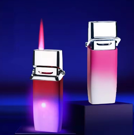 New designed gas colored light gas lighter easy to carry  windproof red flame cigars lighters