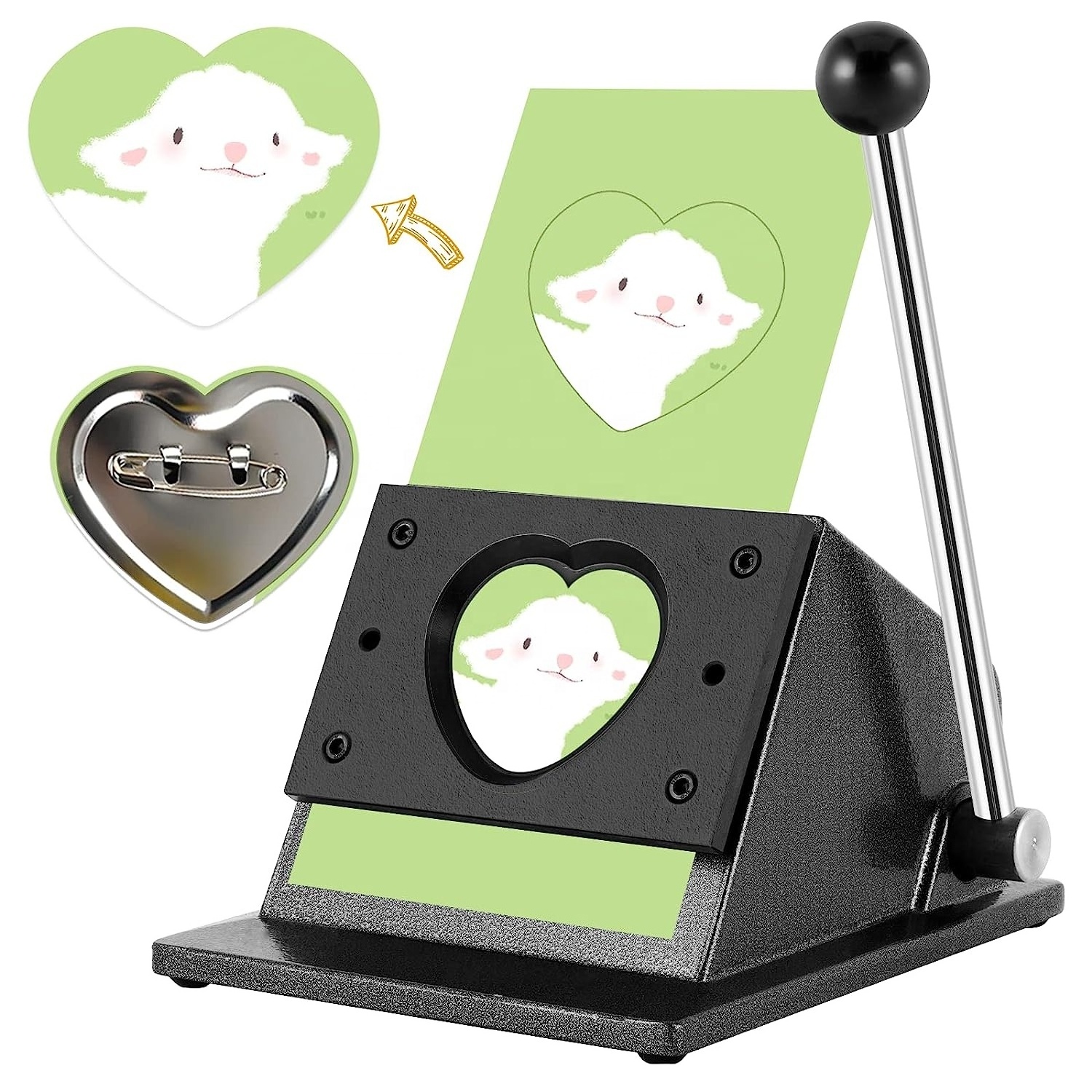 Heart Button Cutter 57*53mm Paper Punch Heart Shape Punch Cutter  for Paper Heart Button Maker