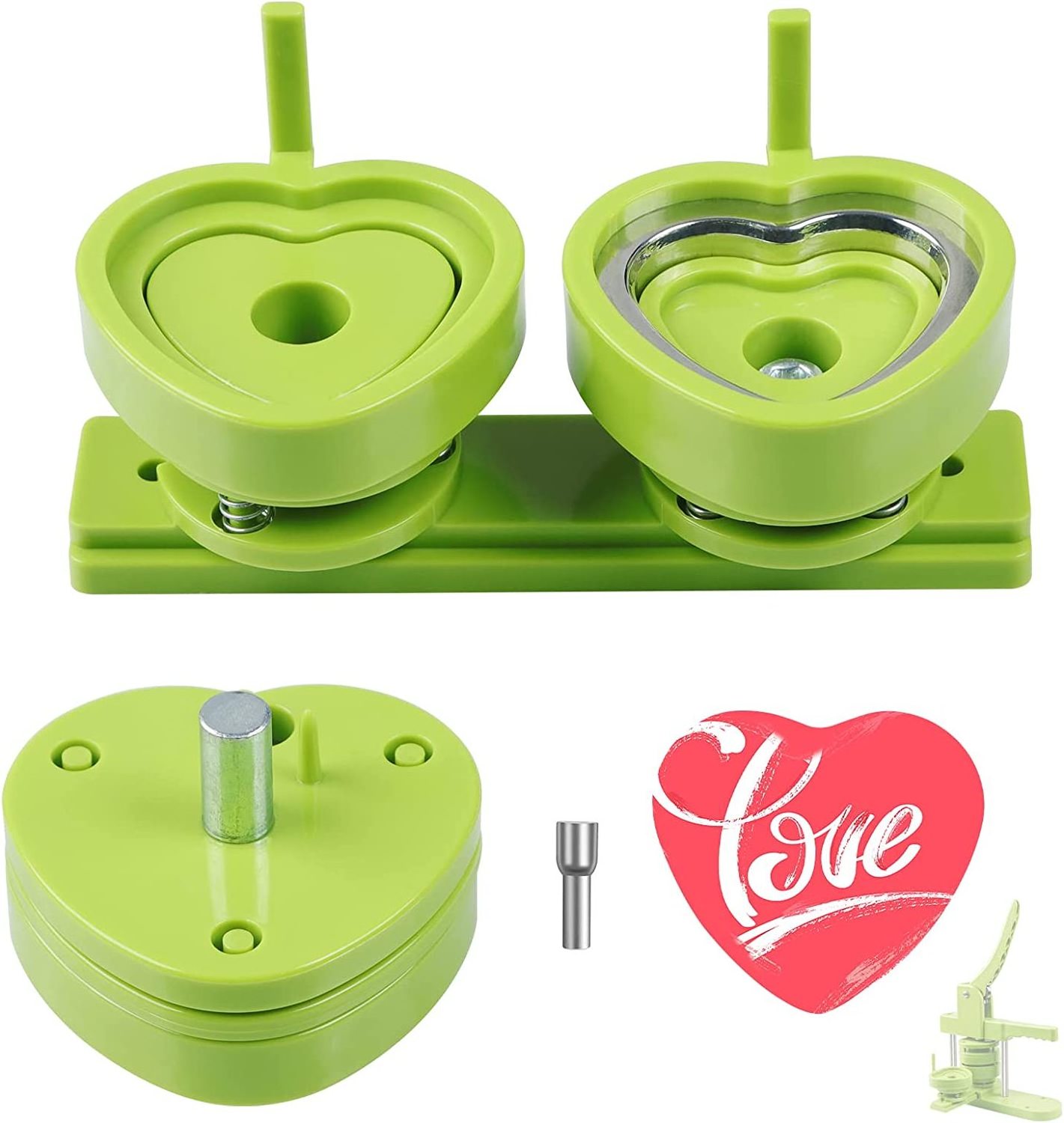 Heart Button Maker Mold 57*53mm, Interchangeable Die Mold Button Maker Mould Suitable for Slide Rail Button Maker Machine