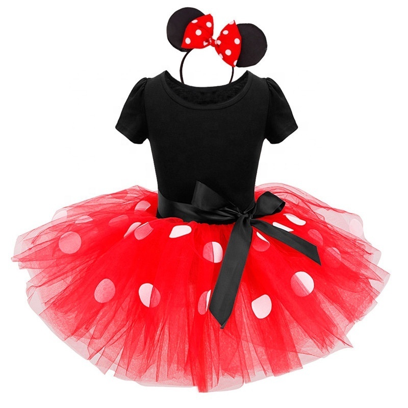 Baby Girl Dress Toddler Girl Polka Dots Fancy Dress Up Costume Birthday Party Tulle Dresses Red