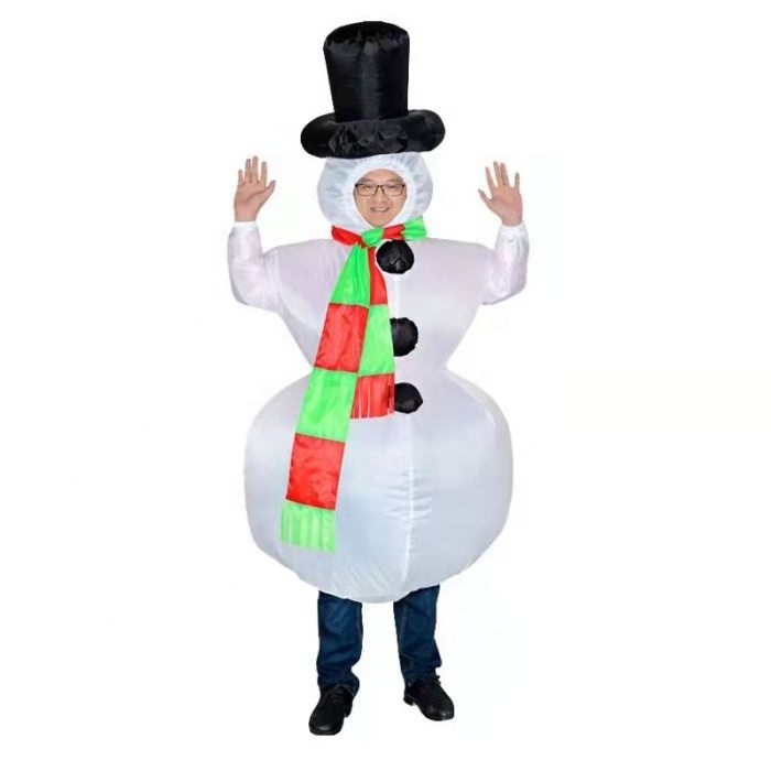 Inflatable Kids Adults Christmas Snowman Mascot Costume for Adults Funny Blow Up Costume for Holiday Party