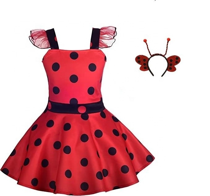 Butterfly Dress Costume for Girls with Polka Dots Tutu Dress Halloween Birthday Dress Up Pretend Play for Kids 3-8