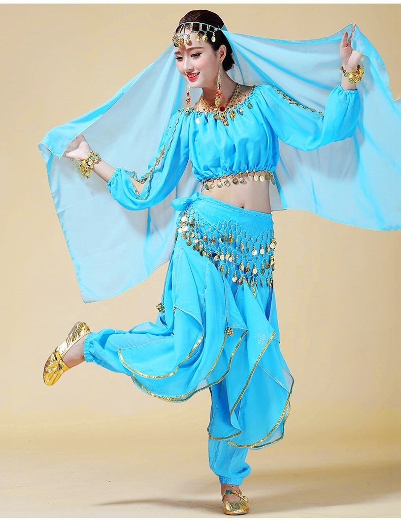 Women's Halloween Costume Tops Skirt Set with Accessories Belly Dance Performance Outfit 6 Colors