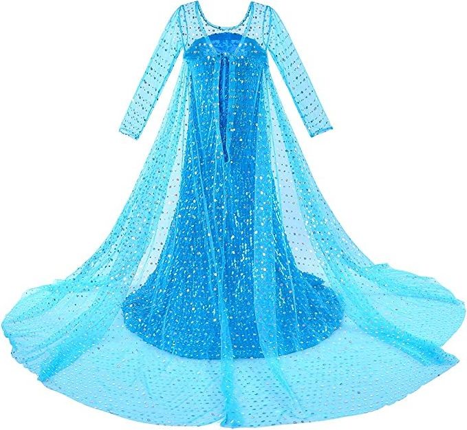 Girls Snow Blue Princess Dress Costume Luxury Sequin Birthday Party Dress Up Girls 2-10 Years