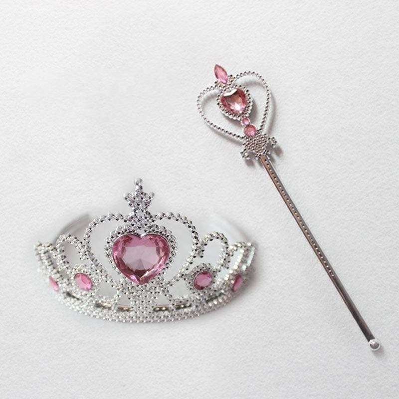 Princess Elsa Crown Tiara and Wand Set Silver Heart Jewel