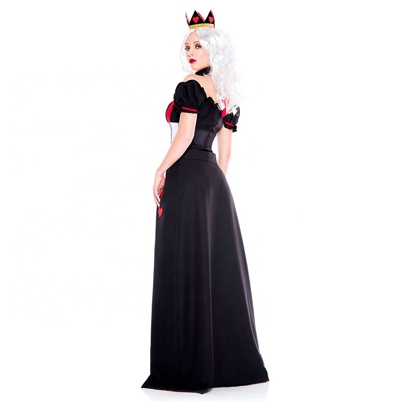 Halloween Deluxe Red Hearts Adult Costume Queen Dress for Women with Crown