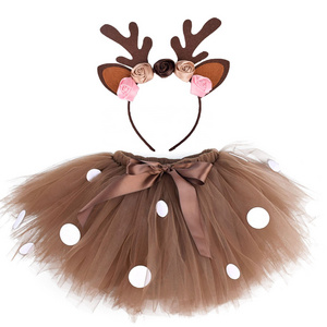 Girls Animal Costumes for Girls Christmas Reindeer Tiger Lion Leopard Tutu Skirt Jungle Safari Birthday Party Dress Up