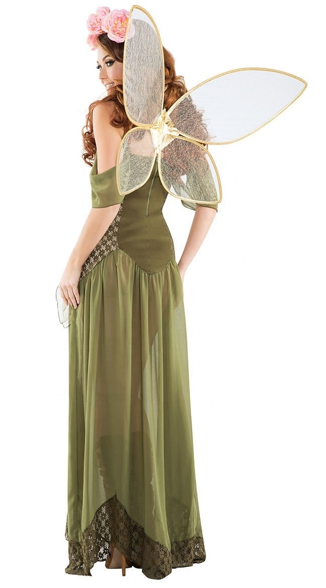 Fairy Women Forest Princess Costume Adult Halloween Fairy Tale Godmother Costumes with Wings