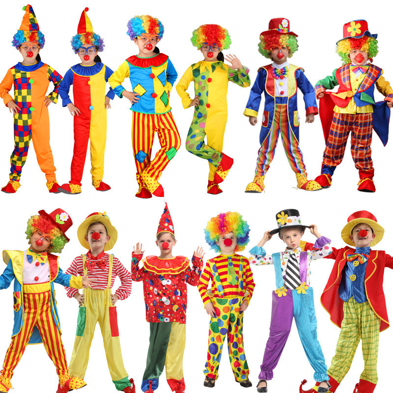 Clown Costume Set for Kids Boys and Girls Circus Costume For Masquerade Party Halloween Carnival