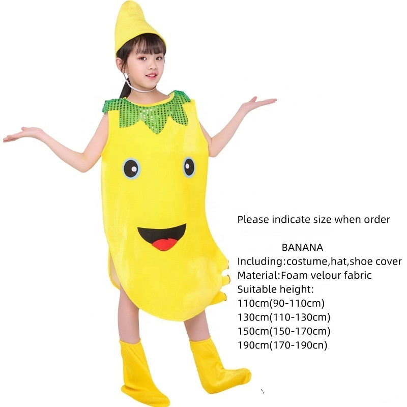 Unisex Kids Adult Plush Velour Carnival Strawberry Apple Watermelon Banana Pear Peach Poncho Fruits Costume Suit with Hat