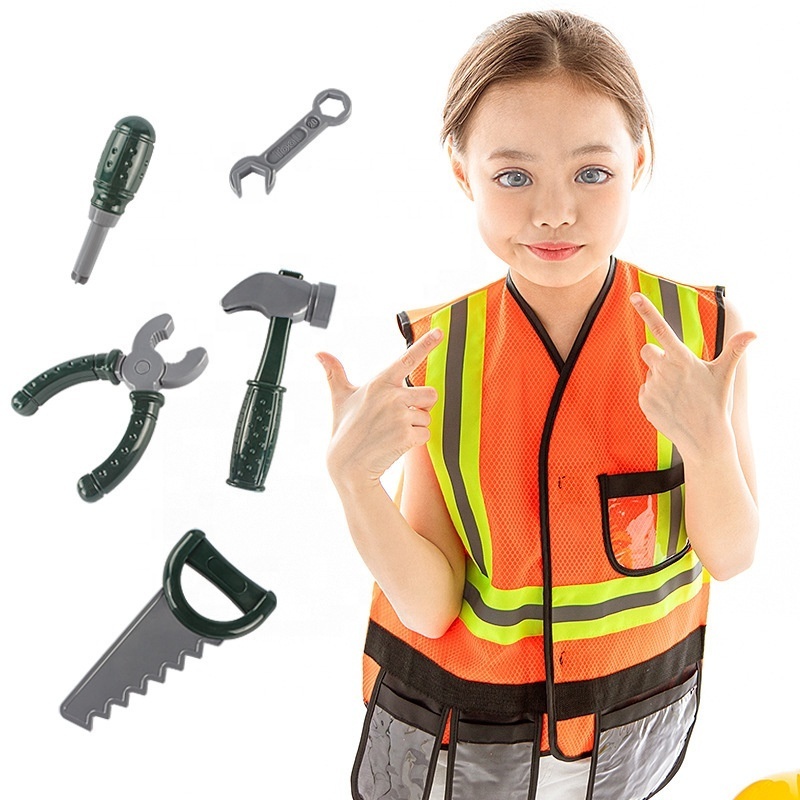 Construction Worker Costume Kids Role Play Dress up Set for 3 4 5 6 7 Years Toddlers Girls Boys Toys