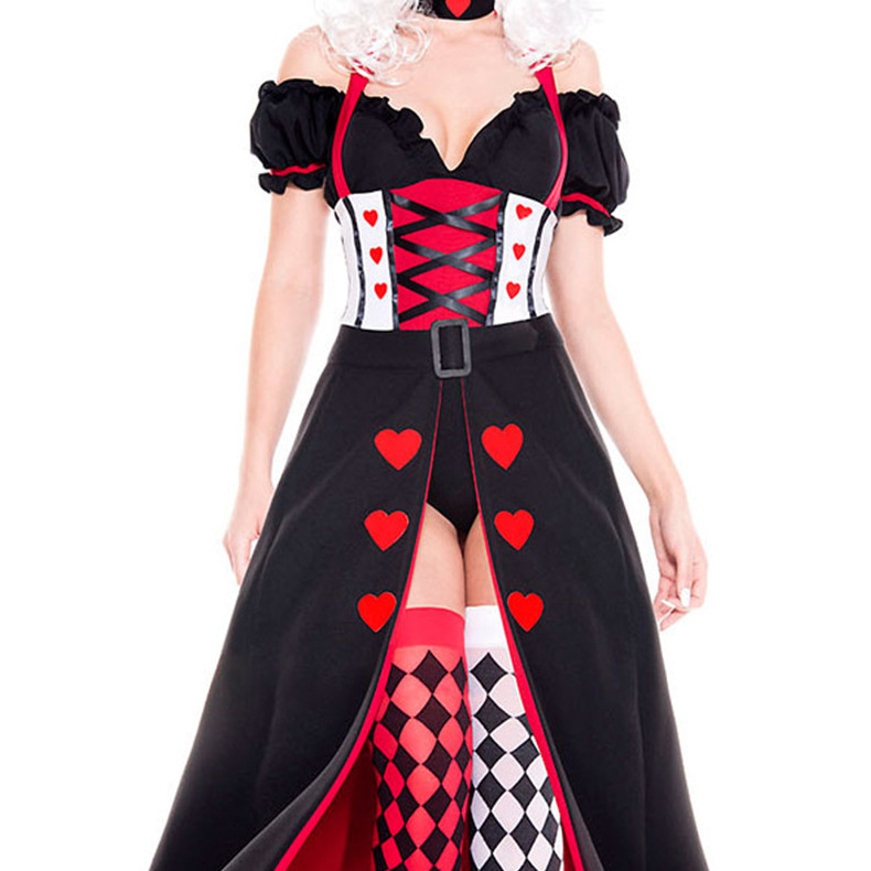 Halloween Deluxe Red Hearts Adult Costume Queen Dress for Women with Crown