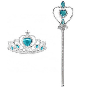 Princess Elsa Crown Tiara and Wand Set Silver Heart Jewel