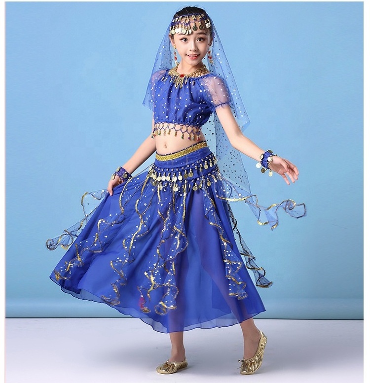 Girl Belly Dance Sequin Indian Dance Costume Dress Halloween Wear Carnival Sets