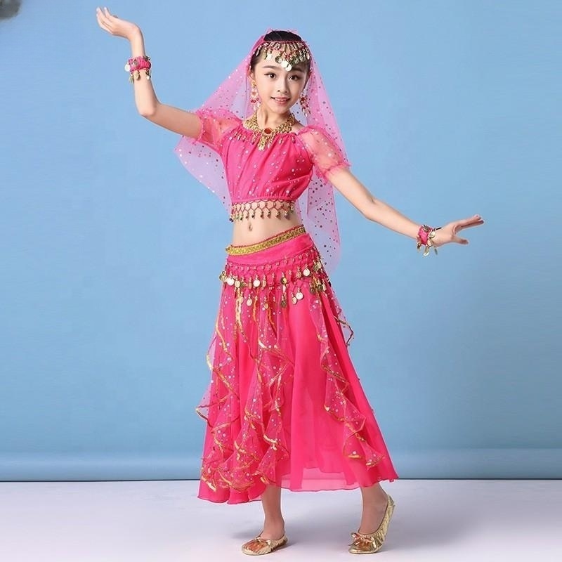 Girl Belly Dance Sequin Indian Dance Costume Dress Halloween Wear Carnival Sets