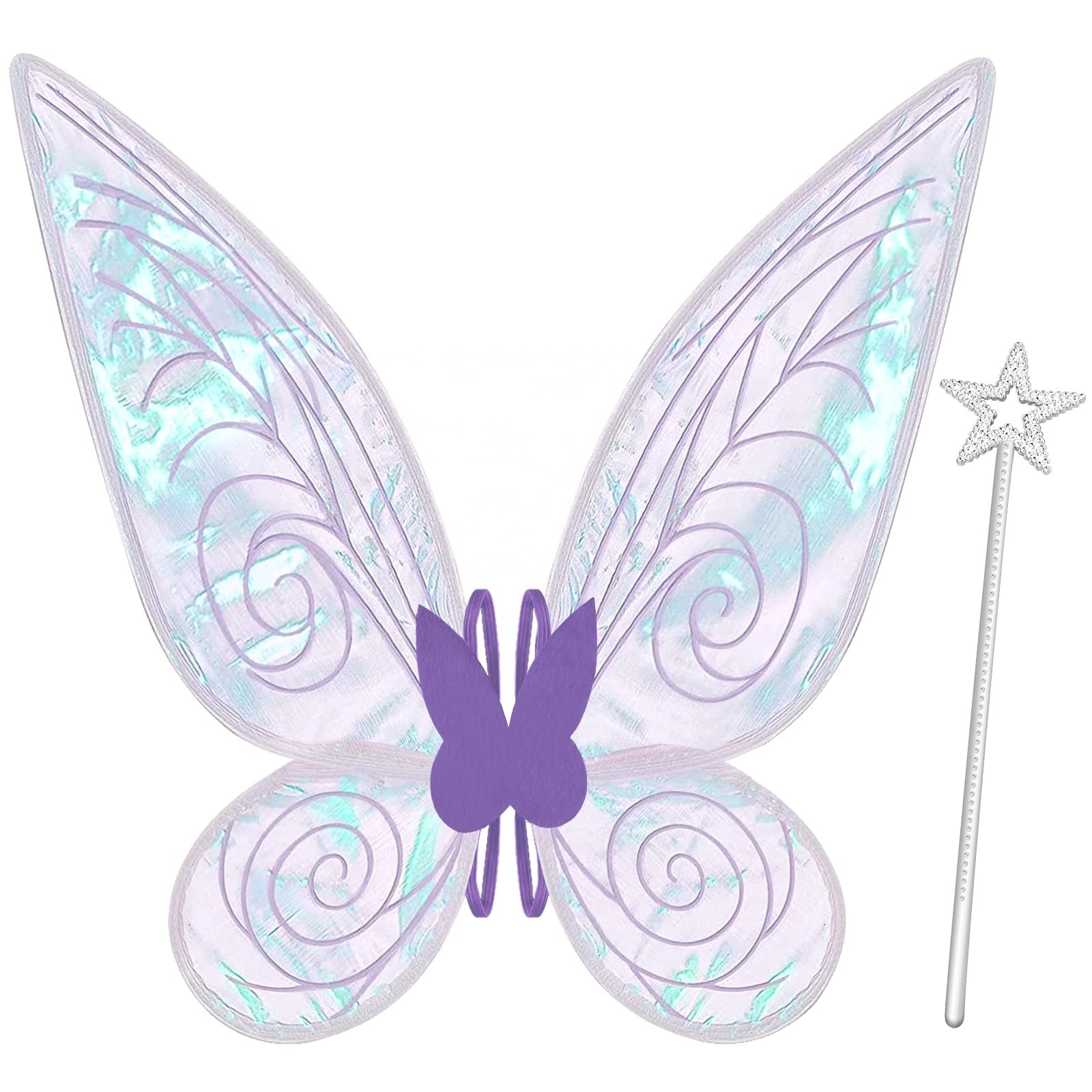 Fairy Big Wings Costume Set Sparkle Butterfly Fairy Angel Wings Party Favors Halloween Dress Up Cosplay for Women Girls