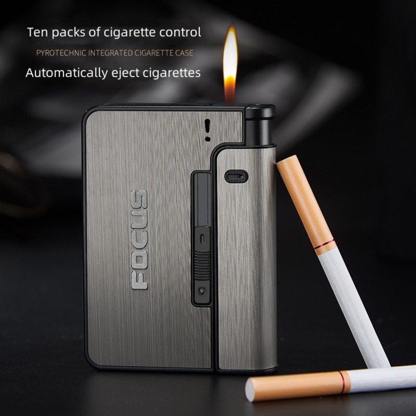 Portable Automatic Cigarette Case Metal Cigarette Boxes creative windproof ultra-thin 10PCS Cigarette Holder Case