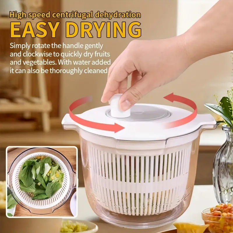 1pc Salad Spinner Fruits Basket Vegetables Washer Dryer Fruit Drainer Lettuce Spinner Colander Basket for Kitchen Gadgets