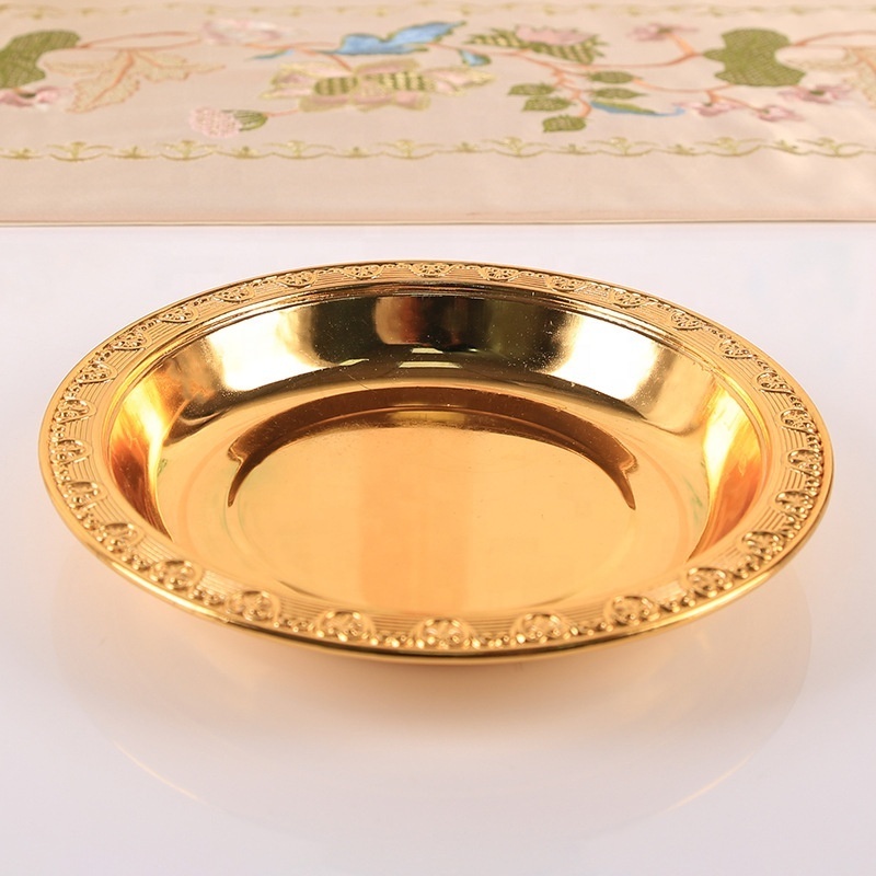 Arabic metal gold plate with acrylic lid, dessert candy plate, fruit tray