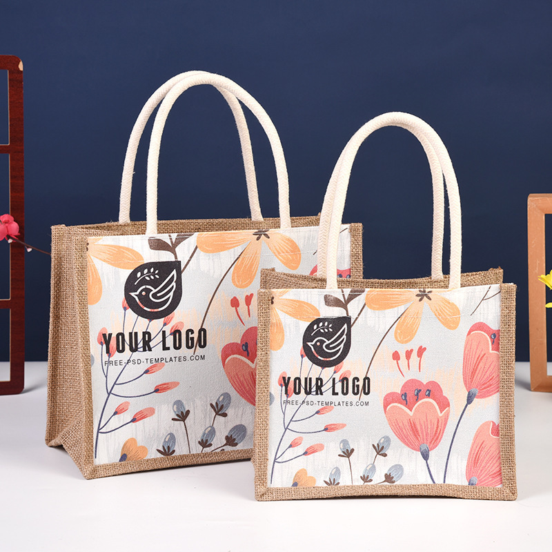 Wholesale promotional printed luxury jute bag