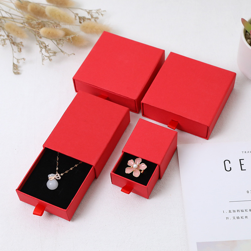 Custom Logo Cardboard  Necklace Drawing Box Package Slide Drawer Jewelry Box Packaging