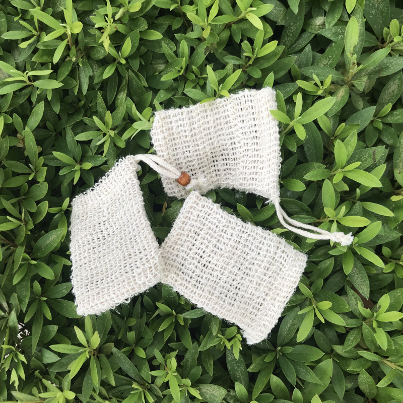 Natural Sisal Saver Pouch Soap Hemp Bag With Handles Exfoliator Homemade Soap Mesh Bag