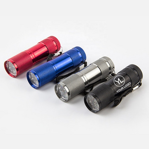 Custom Cheap Assorted Color Emergency Pocket Small Handheld 9 Bulbs LED Mini Aluminum COB Flashlight