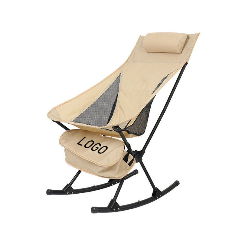 Custom Aluminum Portable Outdoor Travel Foldable Fishing Camping Folding Beach Rocking Moon Chair