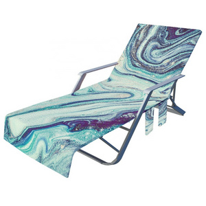 Custom Portable Patio Sun Lounge Cover Microfiber Long Beach Swimming Pool Chaise Chair Towel Covers