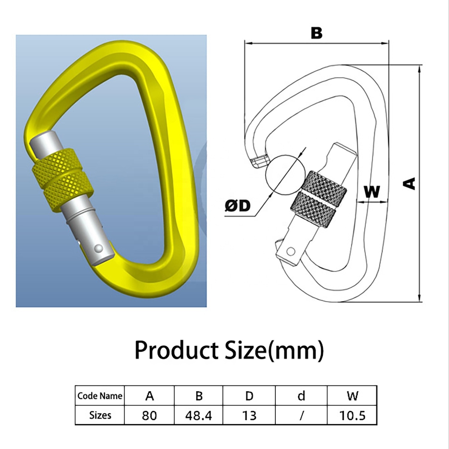 Custom LOGO Safety 12KN Hammock Grade Screw Lock Heavy Duty Camping Clip Rock Climbing Carabiner