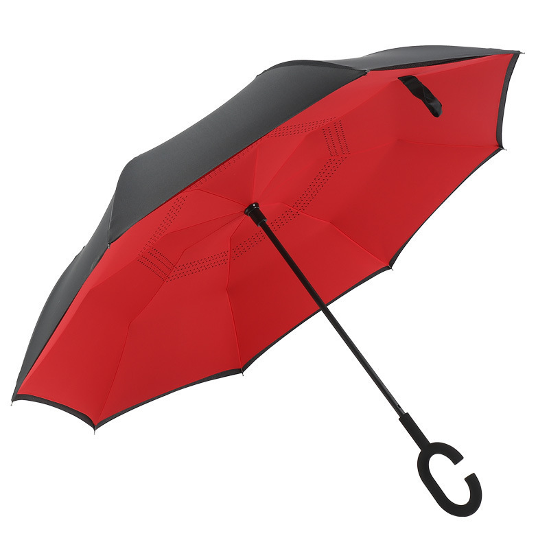 Custom Reversible Hands Free Windproof Upside Down Black Red Pink Inverted Cheap Car Rain Umbrella