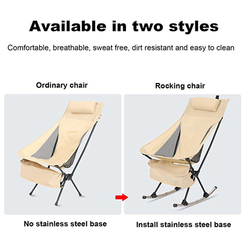 Custom Aluminum Portable Outdoor Travel Foldable Fishing Camping Folding Beach Rocking Moon Chair